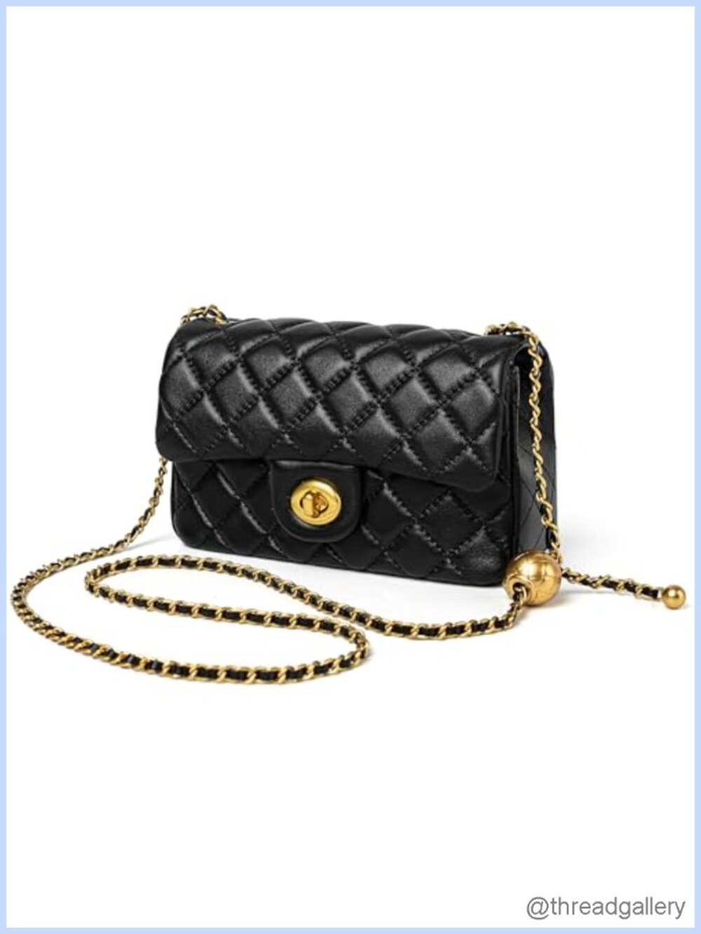 Lambskin Leather Quilted Crossbody Bag Small Purse Twist Lock